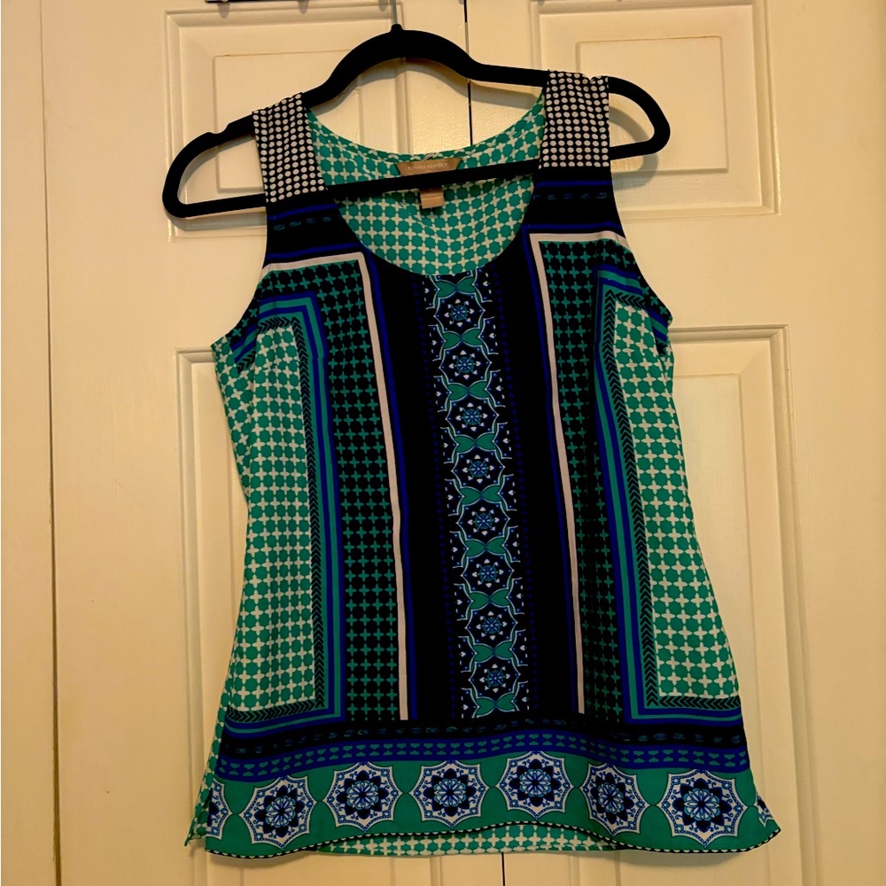 SP Banana Republic Blue and Teal abstract print shell